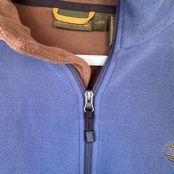 TIMBERLAND Men’s Blue Fleece Zip-Up Jacket with Brown Lining - Picture 5 of 10